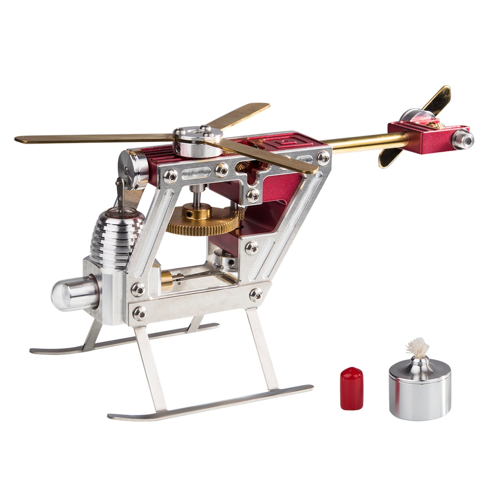 ENJOMOR Metal Stirling Helicopter Engine Model Kits γ-shape Hot-air Stirling Engine STEAM Science Education Toy
