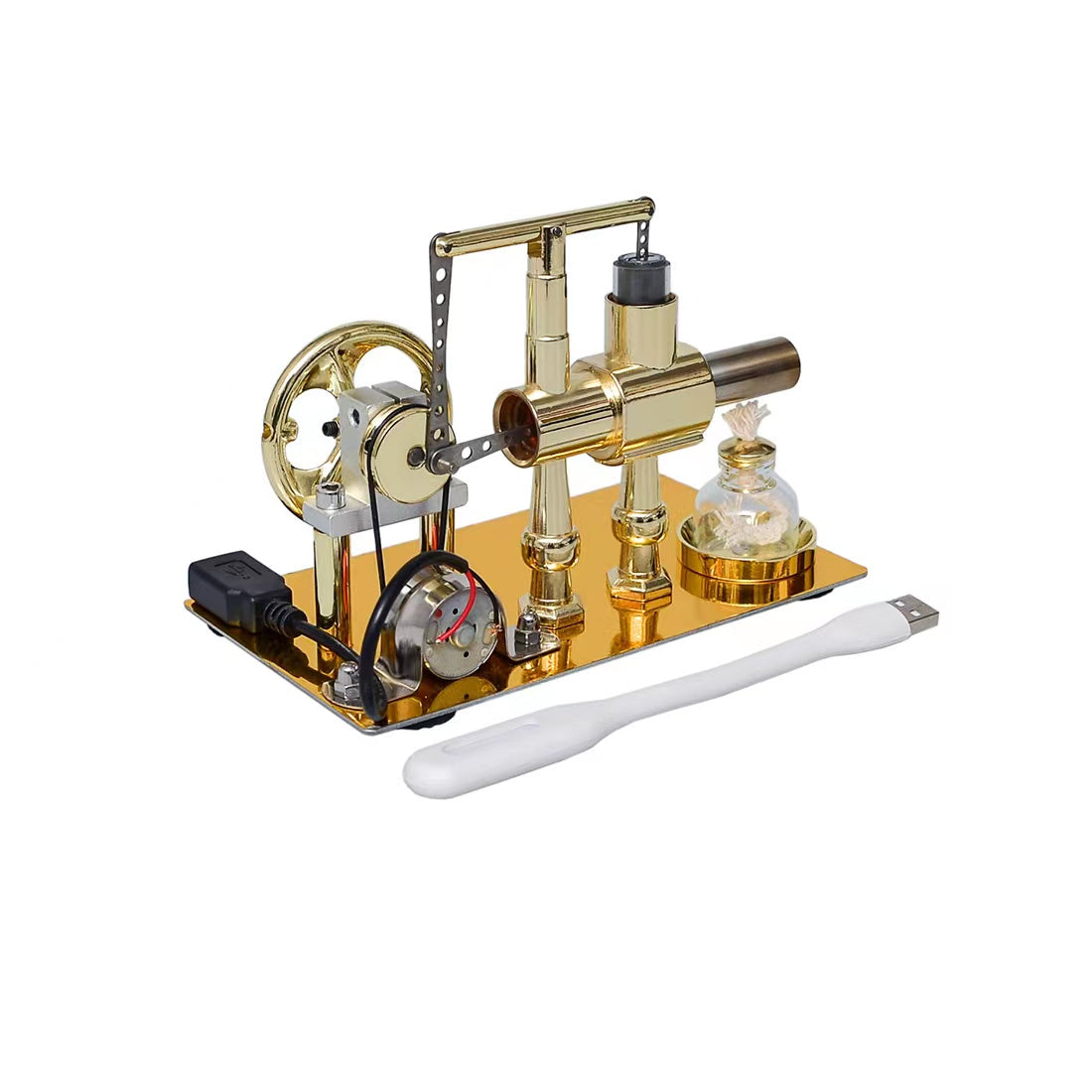 ENJOMOR Balance Single-cylinder Hot Air Stirling Engine External Combustion Engine Generator Model with USB Light Science & Technology Educational Toys