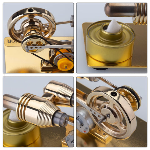 ENJOMOR Golden Gamma Hot Air Stirling Engine External Combustion Engine Model enginediyshop