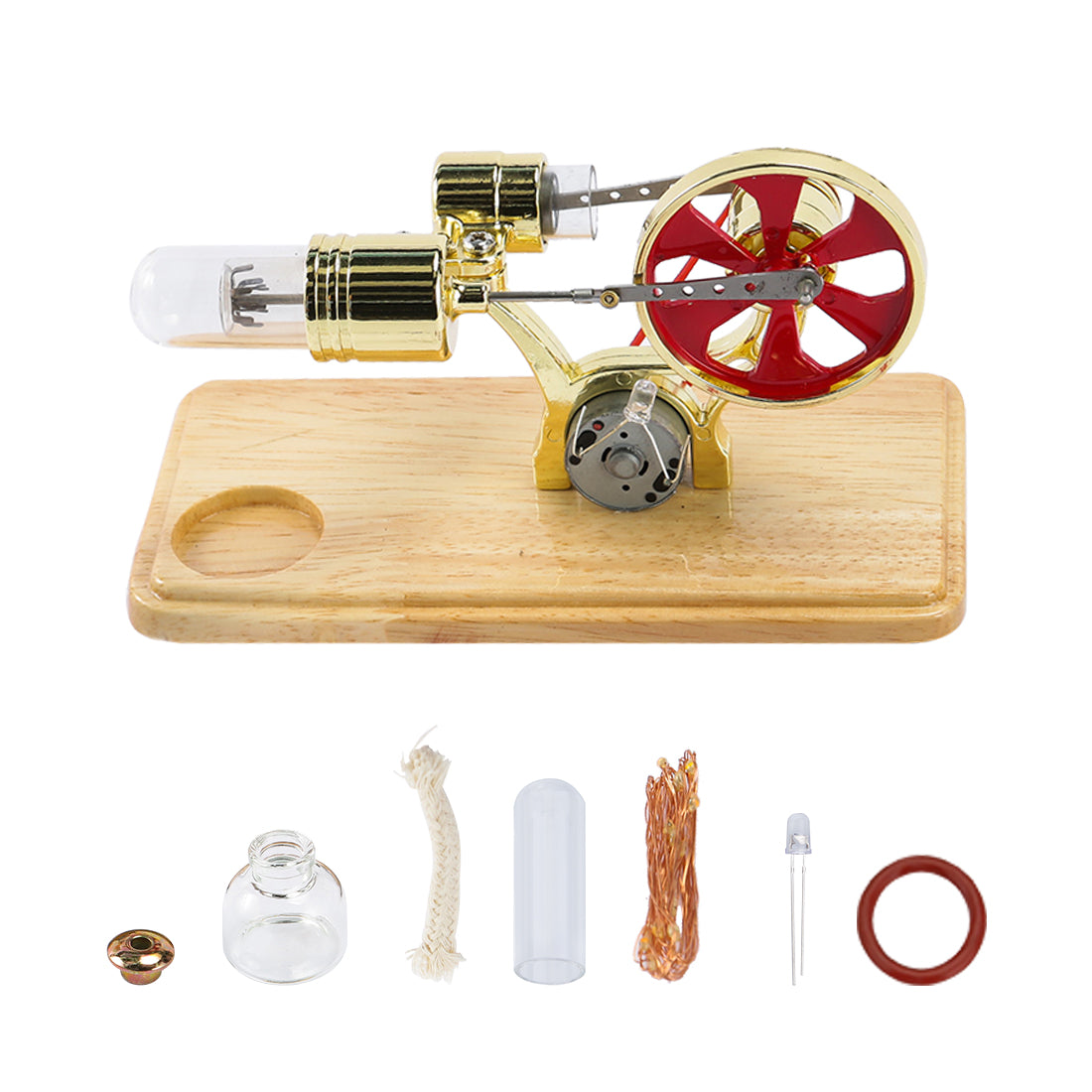 ENJOMOR Gamma Hot Air Stirling Engine Generator Model with LED Lights Science & Technology Educational Toys Gifts enginediyshop