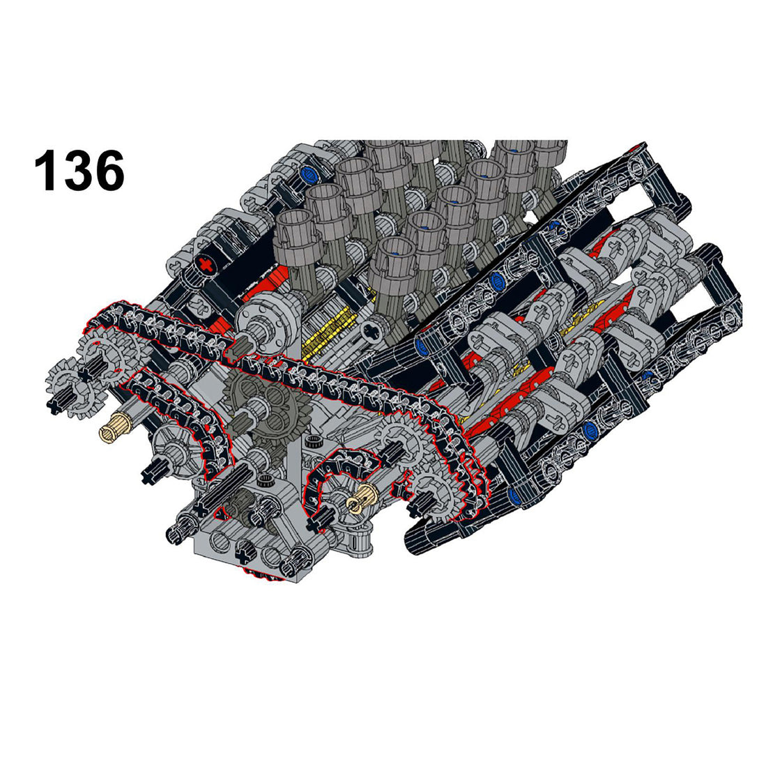 V12 Engine with Gearbox 856PCS Mk2 Sci-fi Engine Model Building Blocks ...