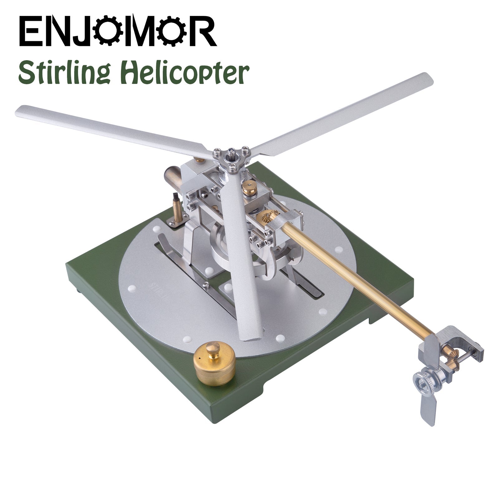 ENJOMOR DIY Assembly Stem Educational Toy Metal Stirling Helicopter Model Kit Gamma Hot Air Stirling Engine Model enginediyshop