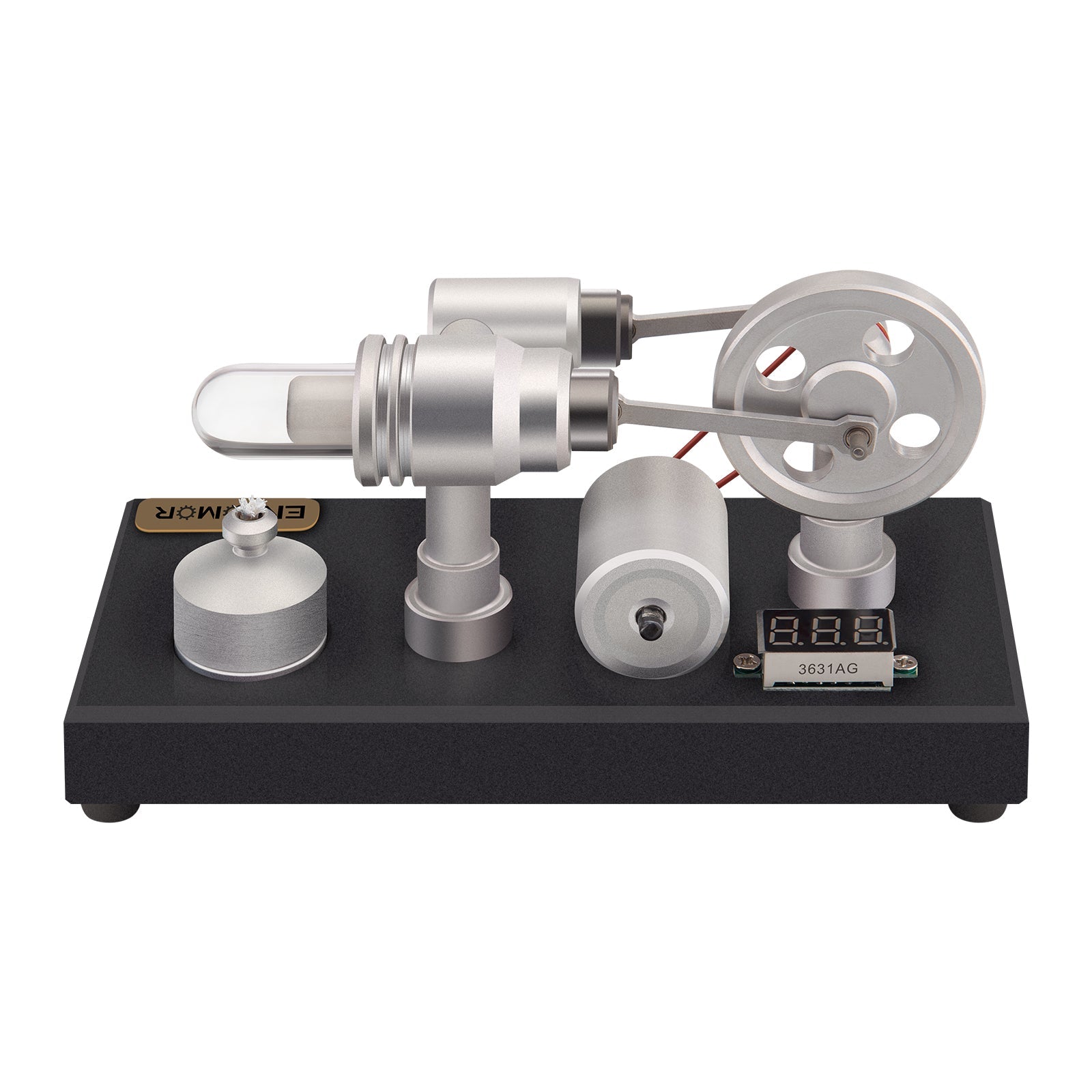 ENJOMOR γ-Type Hot-air Stirling Engine External Combustion Model LED Lights Voltage Digital Display Meter Generator Model Toy