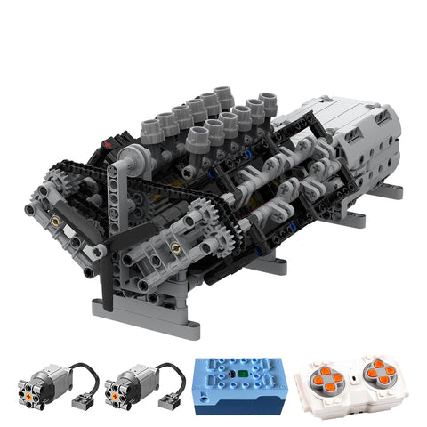 V12 Engine with Gearbox 856PCS Mk2 Sci-fi Engine Model Building Blocks Toy Set MOC-43833