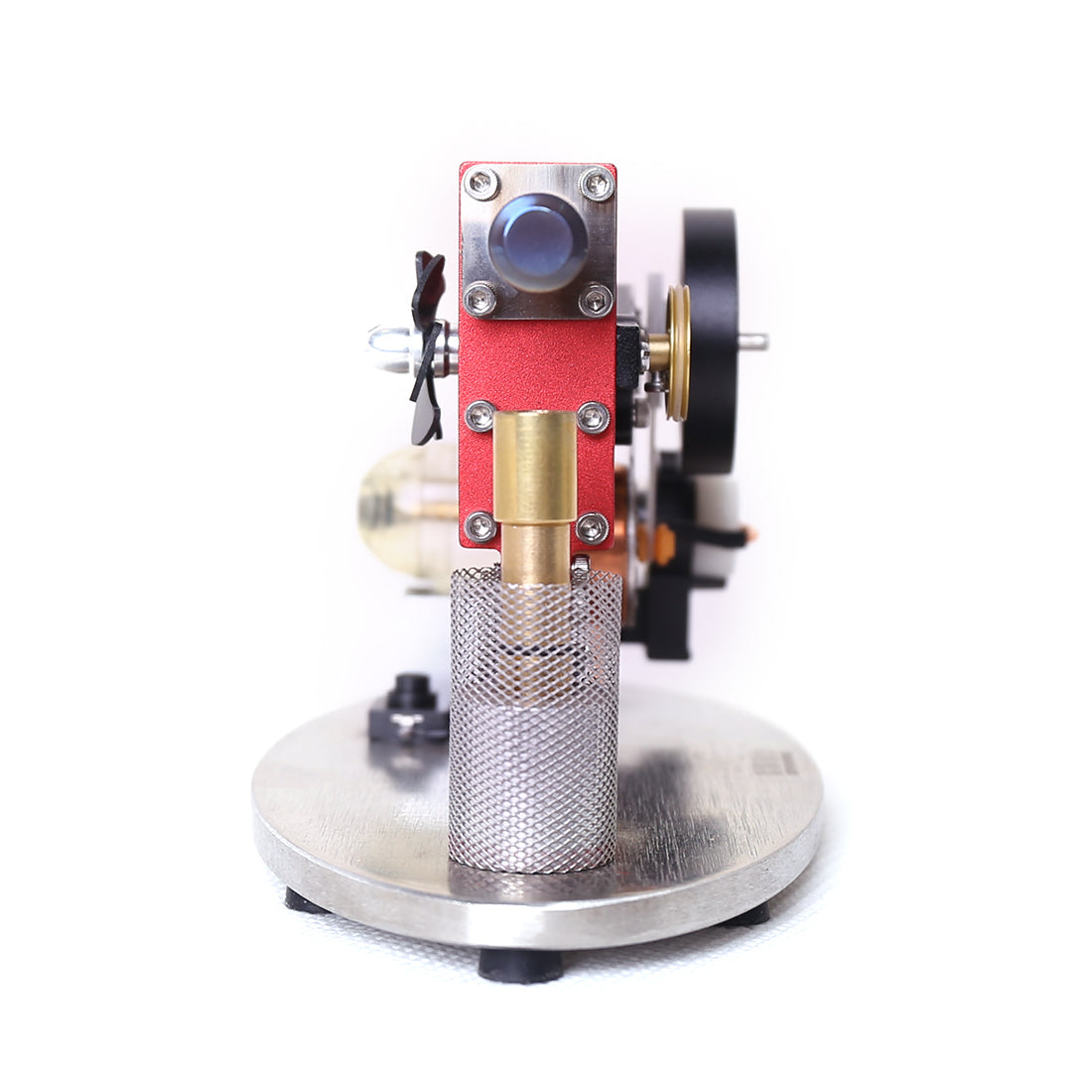 α Type Double Cylinder Stirling Engine Generator Model with LED Lamp Beads, Voltage Display Meter, Double Piston Rocker Arm Linkage - enginediy