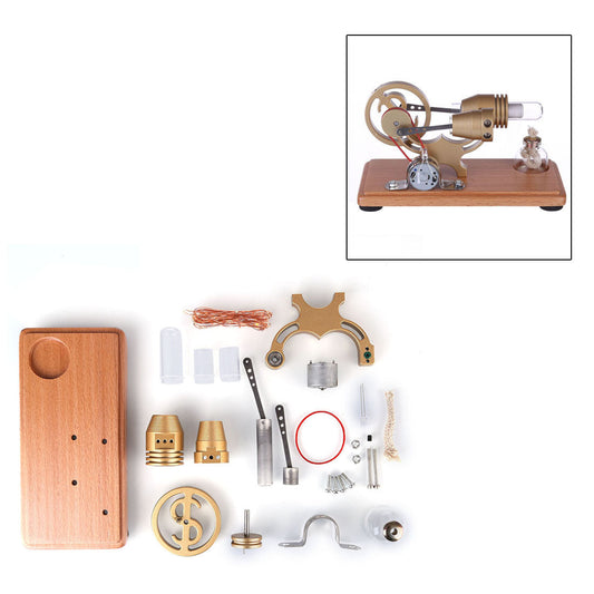 γ-shape Stirling Engine Generator Model Assembly Kit with LED Lights Retro Science Educational Model Collection - enginediy