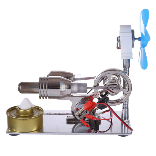 ENJOMOR γ-Type Stirling Engine Generator Model Science Experiment Educational Toy with LED Light Bar and Fan enginediyshop