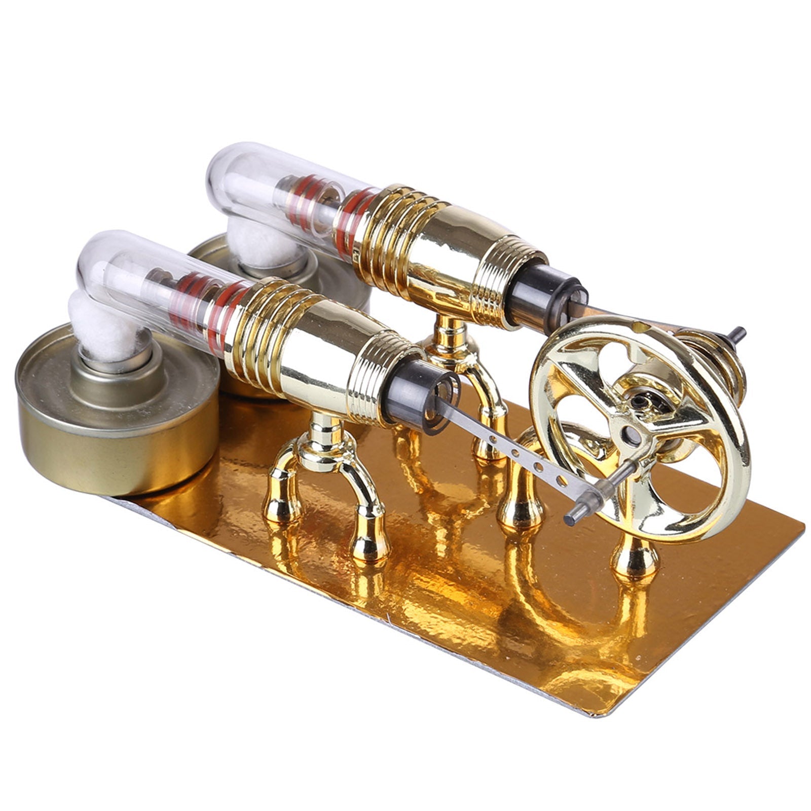ENJOMOR Two-cylinder Stirling Engine Model Engine Teaching Show Model Science Educational Toys - Golden