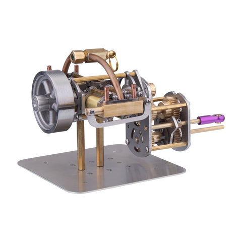 Mini Horizontally Opposed 4-Cylinder Steam Engine Model With Gearbox for Small Steam Model Ship enginediyshop