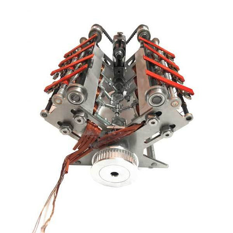 V8 Electromagnetic Motor Engine 24V DIY Runnable Generator for Science Project - Enginediy - enginediy