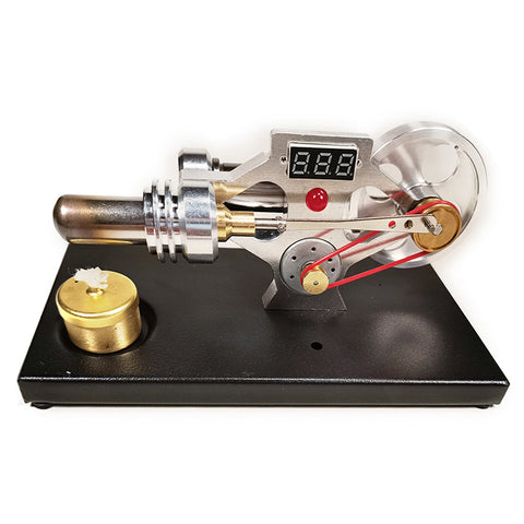 ENJOMOR Custom γ-Type Stirling Engine Model Science Experiment Educational Toy with Voltage Digital Display Meter and Glow Lamp Bead  Features: