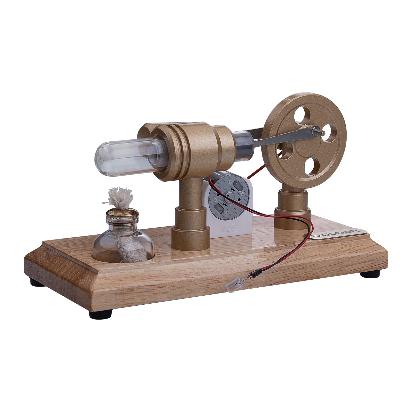 ENJOMOR Gamma Hot Air Stirling Engine External Combustion Engine Model with LED Light enginediyshop