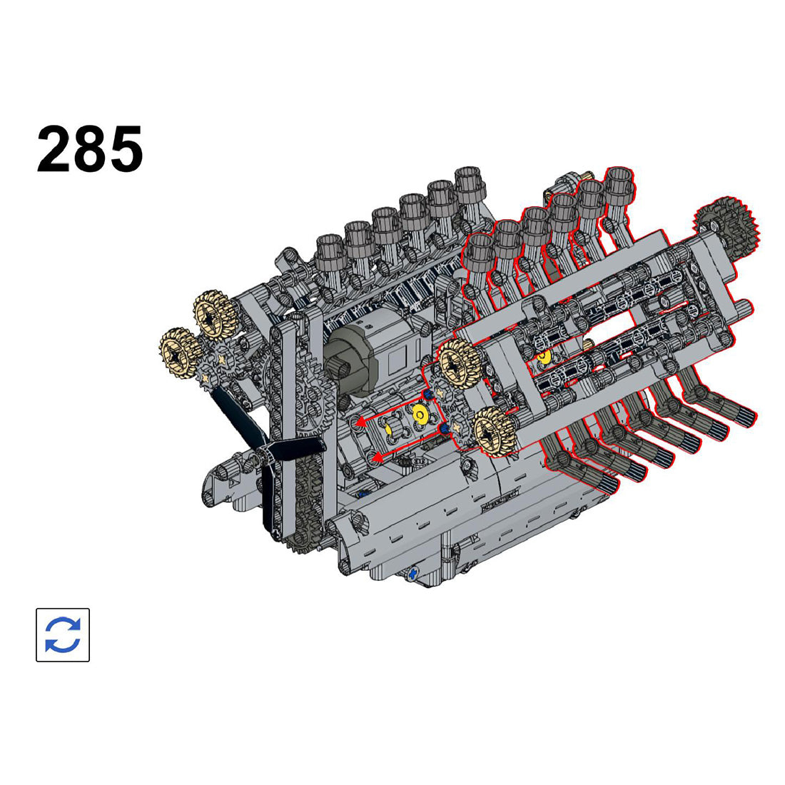 MOC-40128 V12 Engine with Gearbox Sci-fi Engine Model Building Blocks Toy Set 789PCS