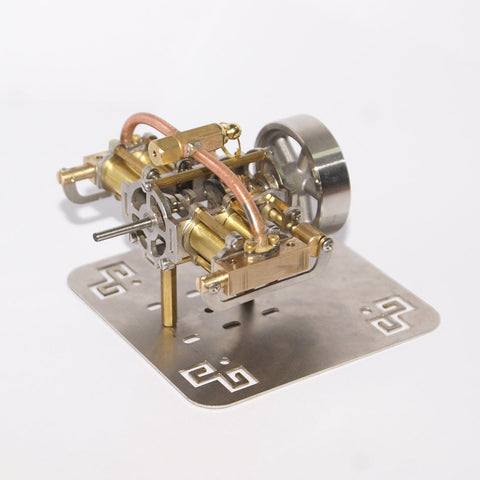 Mini 4 Cylinders Horizontally Opposed Steam Engine Model without Boiler for Model Ship Gift Collection - Enginediy - enginediy