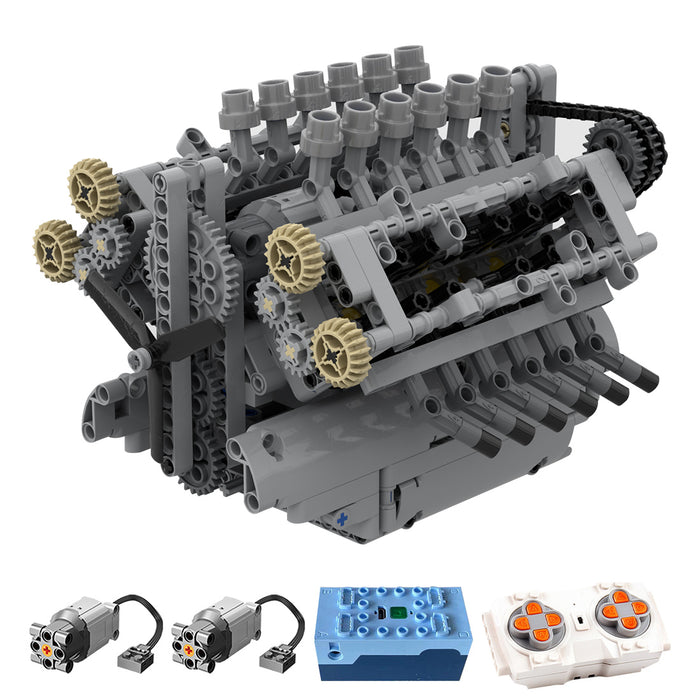 MOC-40128 V12 Engine with Gearbox Sci-fi Engine Model Building Blocks ...