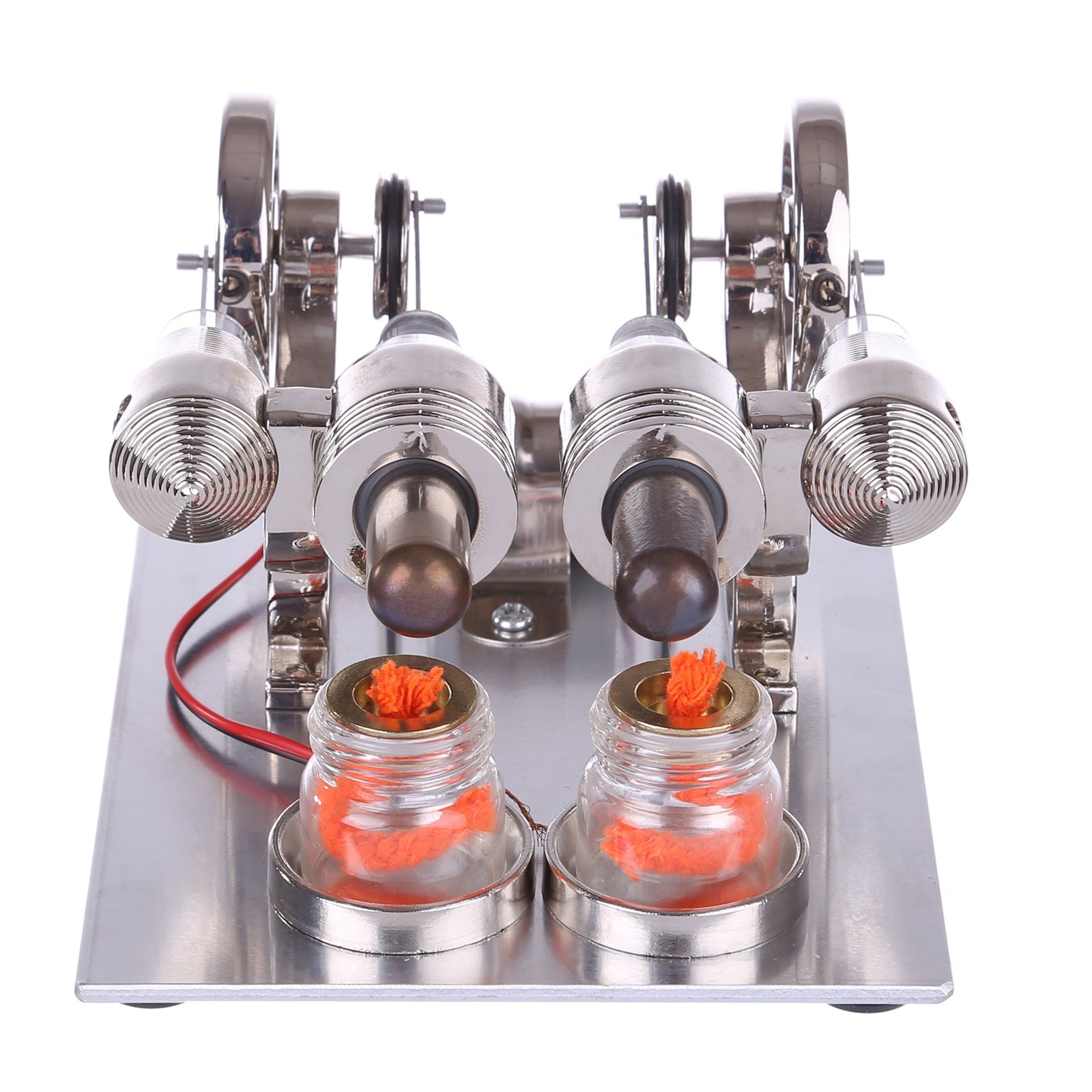 2 Cylinder Hot Air Stirling Engine Generator Model with Voltage Digital Display Meter Bulb enginediyshop