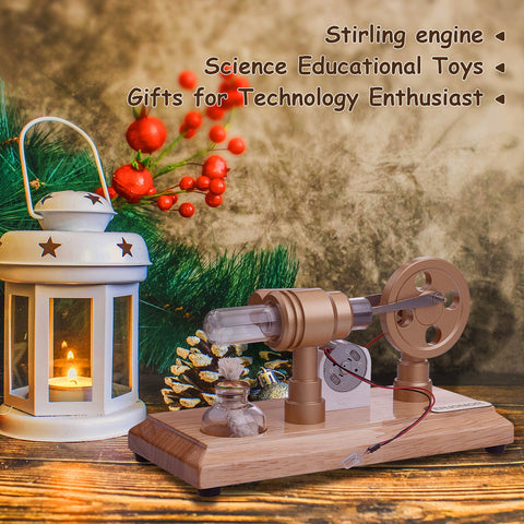 ENJOMOR Gamma Hot Air Stirling Engine External Combustion Engine Model with LED Light enginediyshop