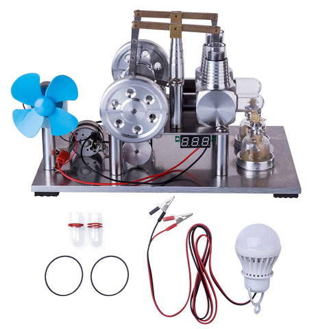 Twin Cylinder Stirling Engine Electricity Generator with Bulb Stirling Engine Motor Model - Enginediy