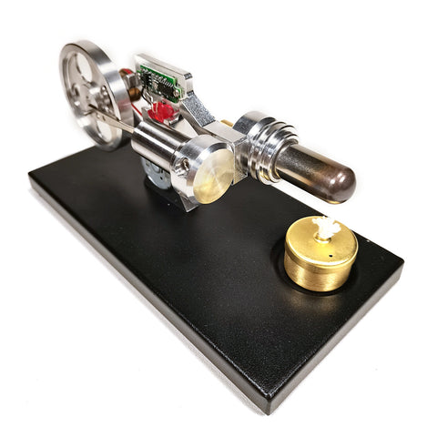 Gamma Stirling Engine γ-Type Single Cylinder Stirling Engine Model with Voltage Digital Display Meter and Glow Lamp Bead Science Experiment Educational Toy - Enginediy Customized - enginediy
