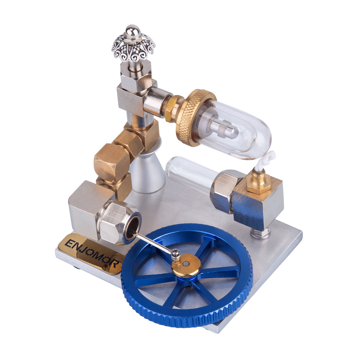ENJOMOR Mini Horizontal Flywheel Stirling Engine Model with Adjustable Speed Educational Toys&Gifts