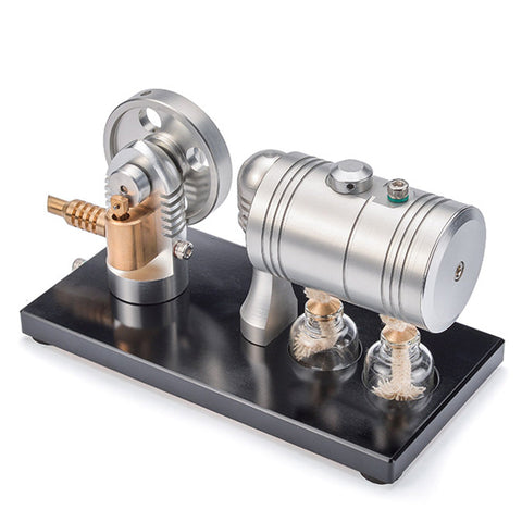Retro Steam Engine Model with Boiler, Base and Alcohol Lamp enginediyshop