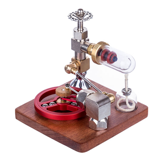 Adjustable Speed Stirling Engine Model Science Experiment Stem Toy with Ball Bearing Flywheel - Red