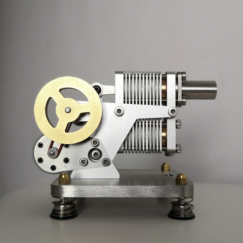 ENJOMOR Industrial Metal Mini α Structure Hot-Air Stirling Engine Electric Generator 4000rpm Science Educational Mechanical Toy And Gift enginediyshop