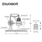 ENJOMOR Metal Balance Hot Air Stirling Engine Model Educational Toys & Gifts enginediyshop