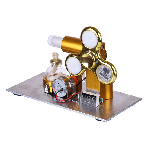 L-Shaped Stirling Engine Model with Voltage Digital Display Meter Gyroscopes and Bulb Science Experiment STEM Educational Model Collection - enginediy