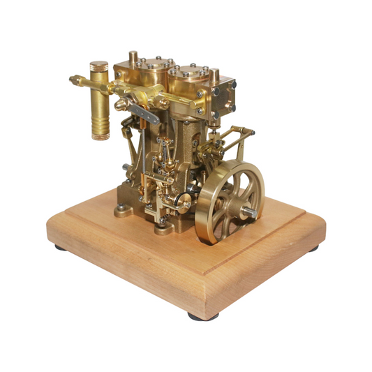 3.7CC Mini Retro Vertical Double-cylinder Reciprocating Double-acting Steam Engine Model Toys with Speed Reducer enginediyshop